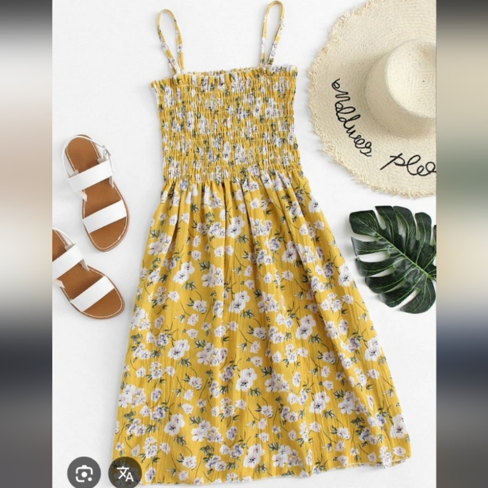 Floral Sun 🌞 Dress (Yellow / Blue 💛💙)-XL